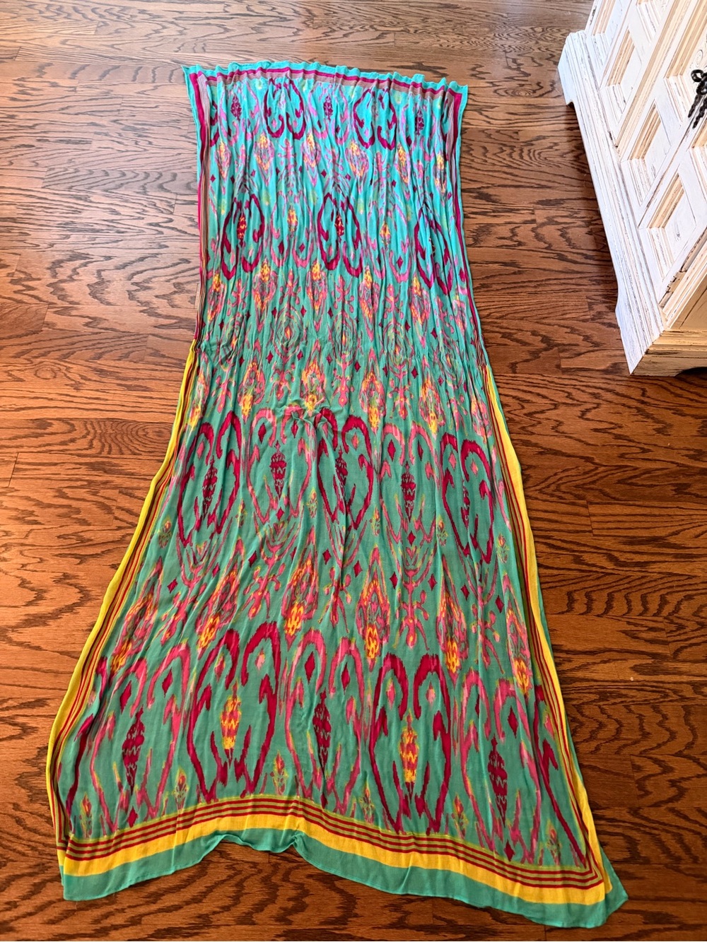 Stella & Dot Turquoise Scarf with Pink and Yellow Accents
